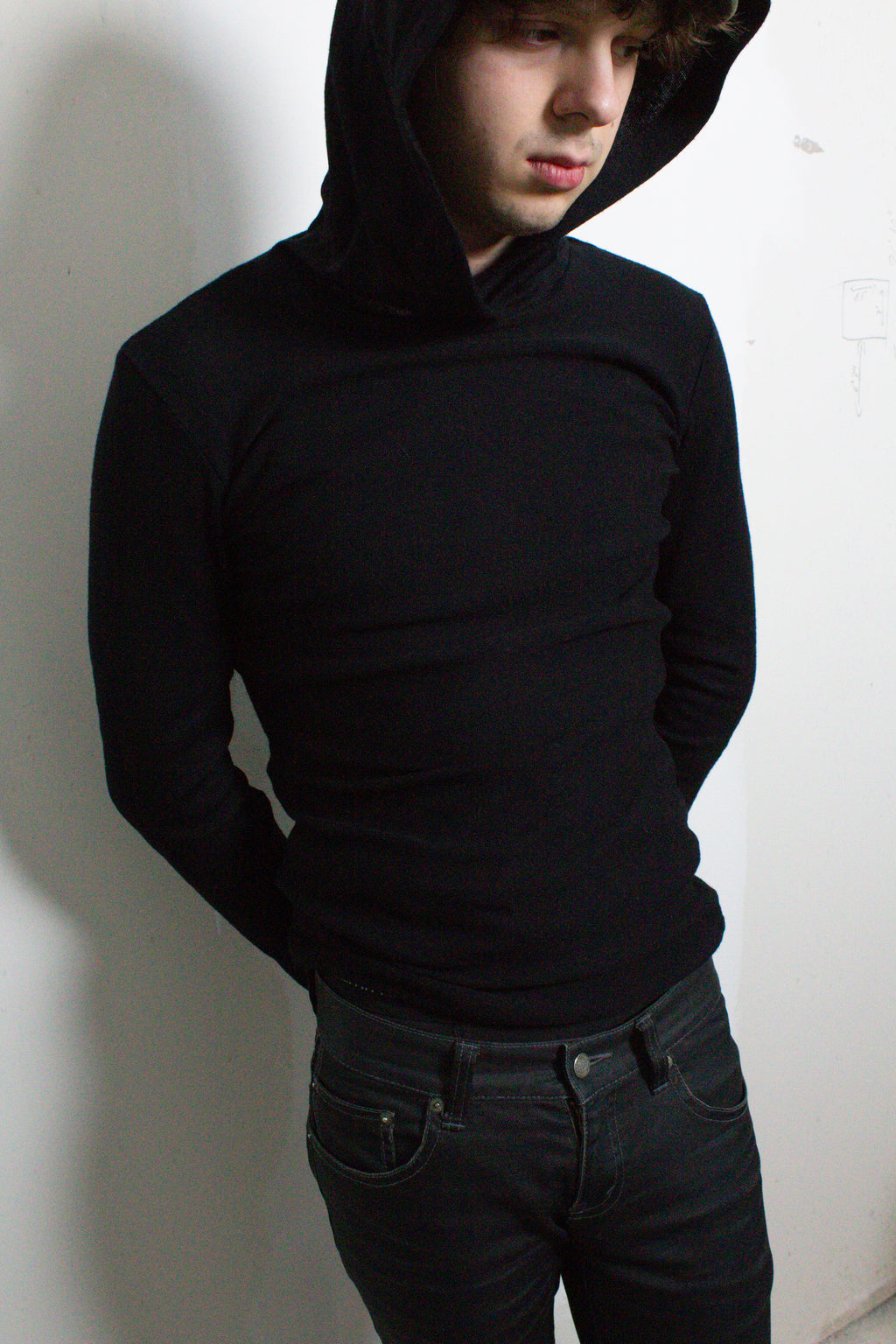 Black Bunched Hoodie