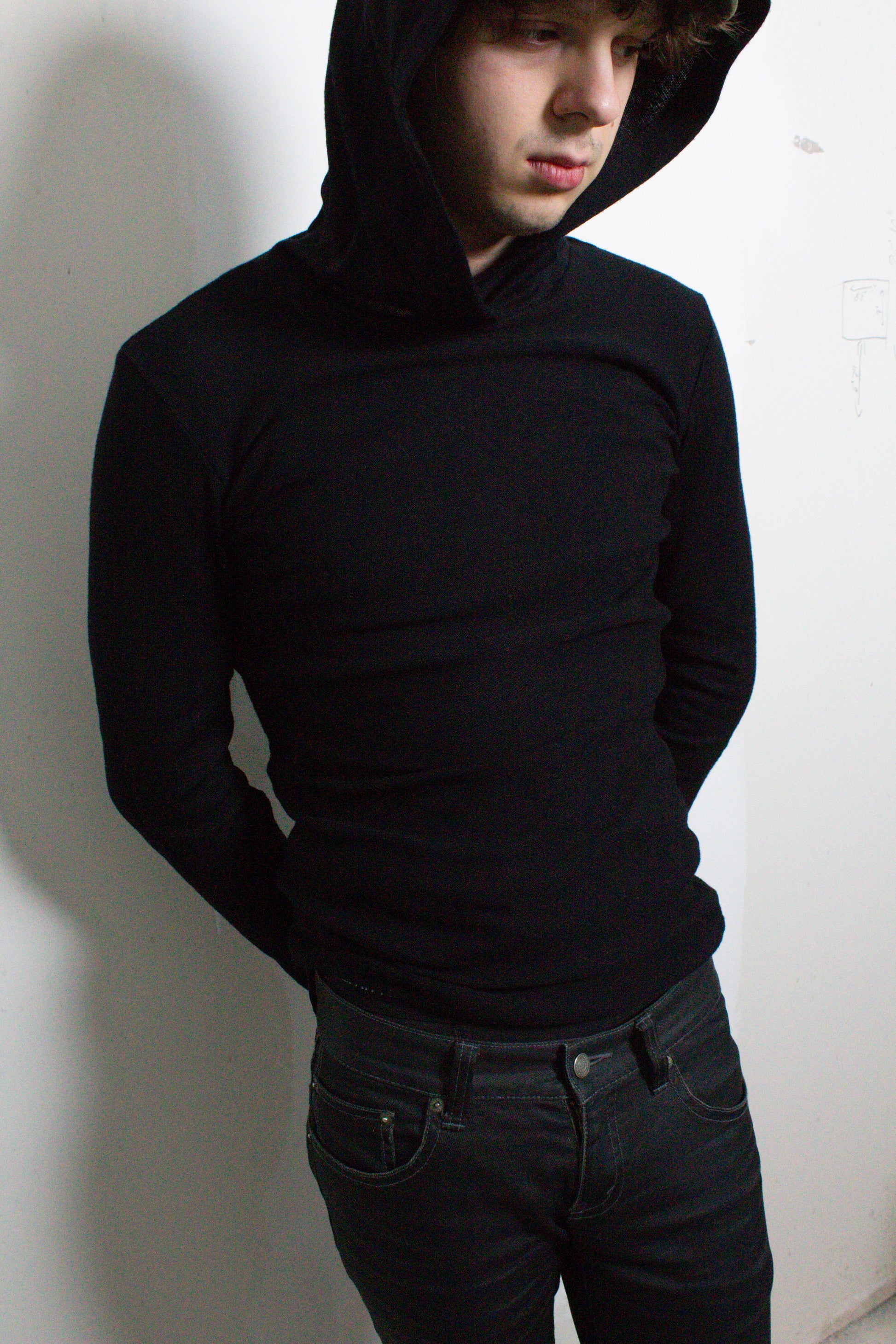 Black Bunched Hoodie