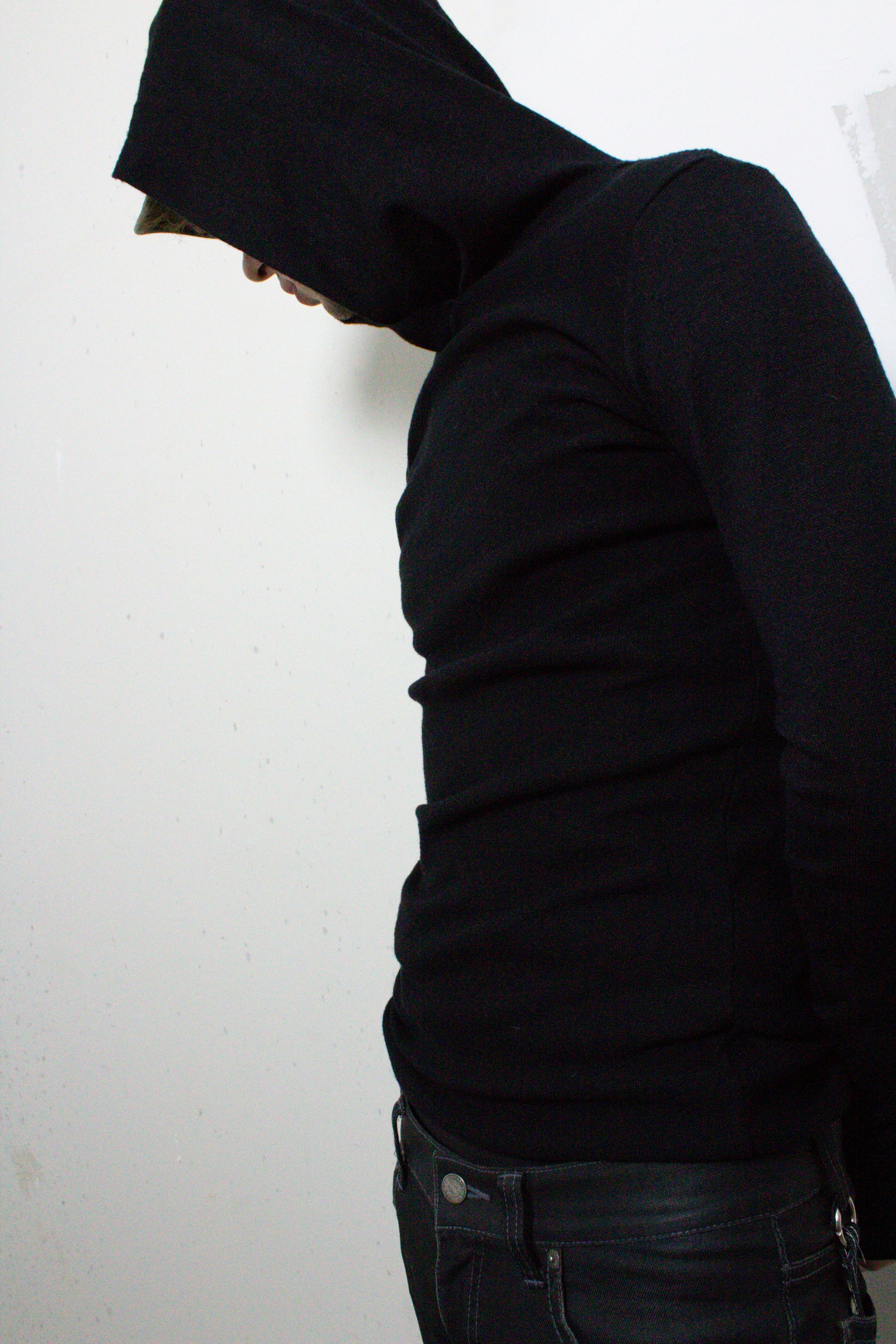 Black Bunched Hoodie